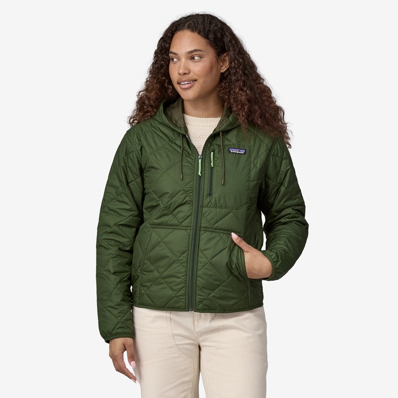 Women’s Diamond Quilted Bomber Hoody – Torrey Pine Green