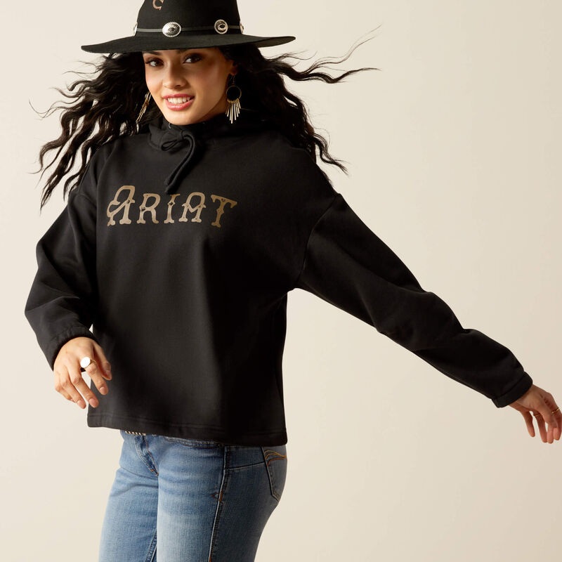 Women’s Essential Hoodie – Black / Leopard