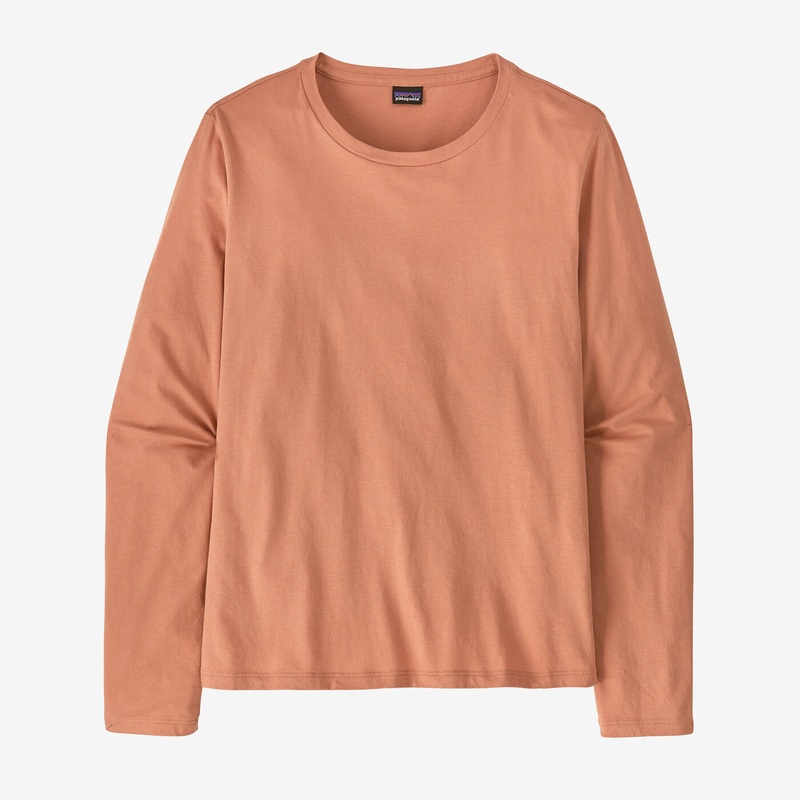 Women’s Long-Sleeved Regenerative Organic Certified Cotton Tee – Terra Pink