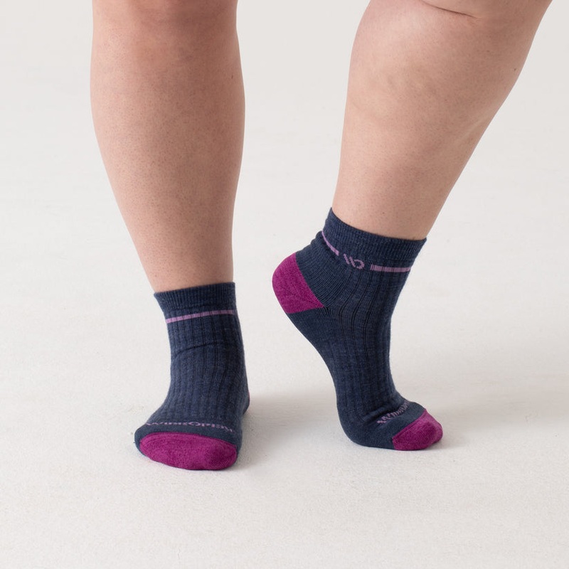 Women’s Single Stripe Midweight Cushioned Quarter Sock – Denim