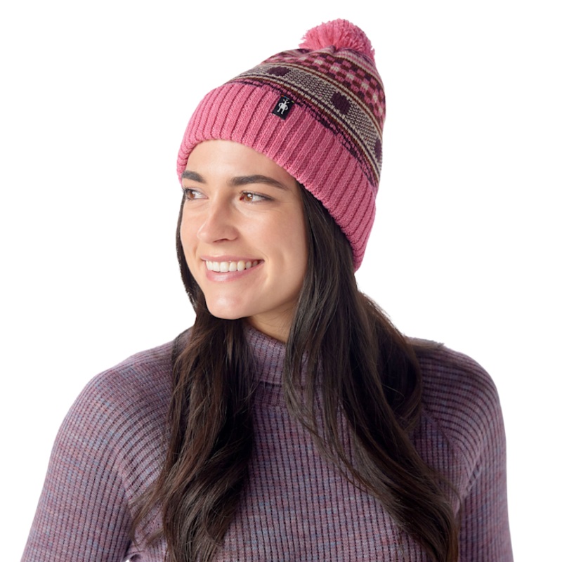 Fairisle Fleece Lined Beanie – Garden Pink