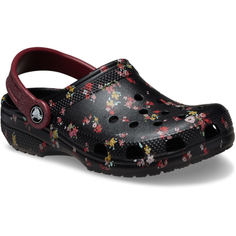Kids’ Classic Ditsy Floral Clog – Black/Multi