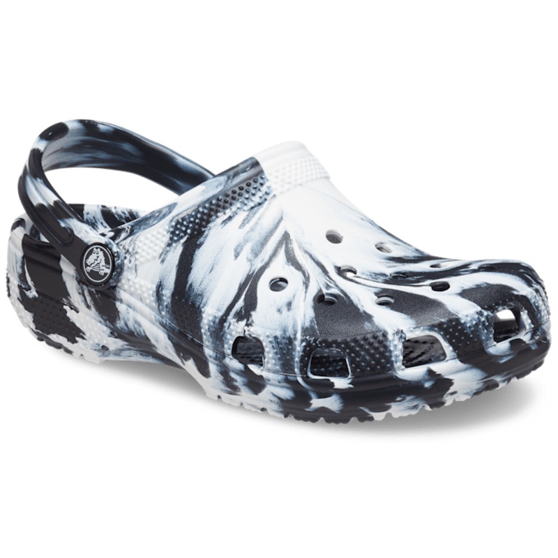Kids’ Classic Marbled Clog – Black/White