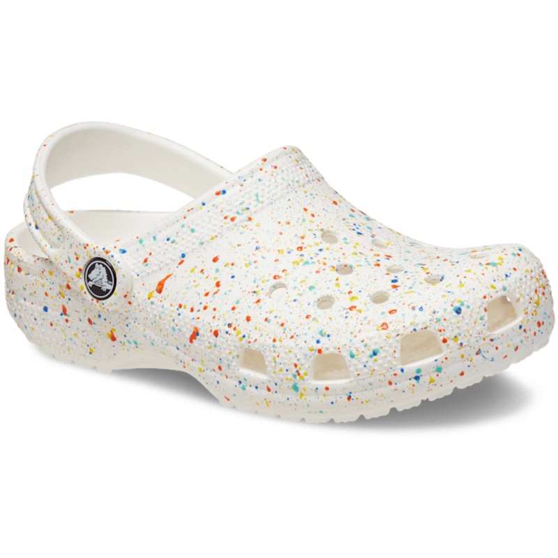 Kids’ Classic Splatter Paint Clog – White/Multi
