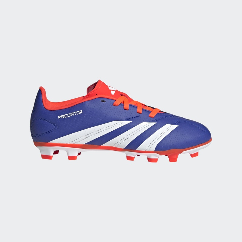 Kids’ Predator Club Flexible Ground Soccer Cleat – Lucid Blue/Cloud White/Solar Red