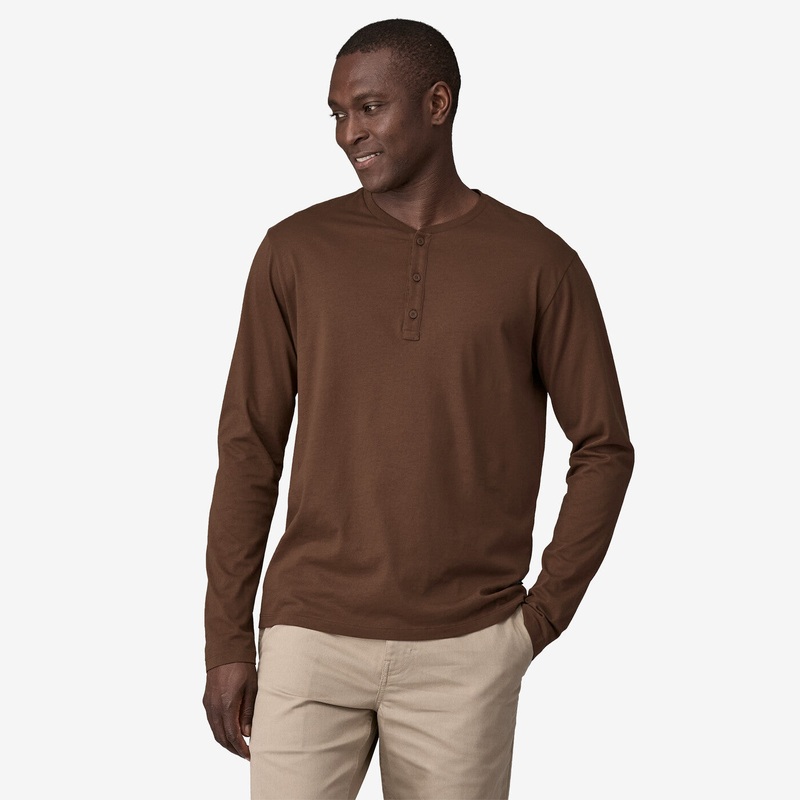 Men’s Long-Sleeved Daily Henley – Molasses Brown