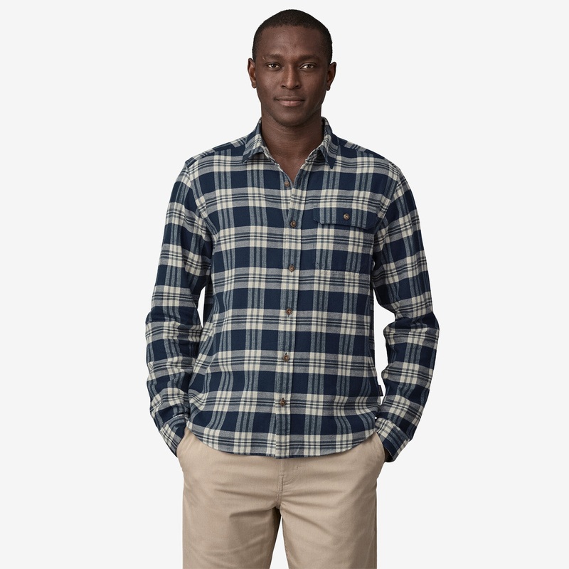 Men’s Long-Sleeved Lightweight Fjord Flannel Shirt – Base Camp: New Navy