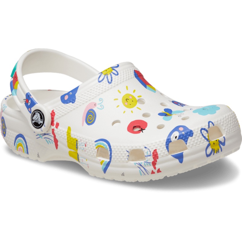 Toddler Classic Doodle Print Clog – White/Multi