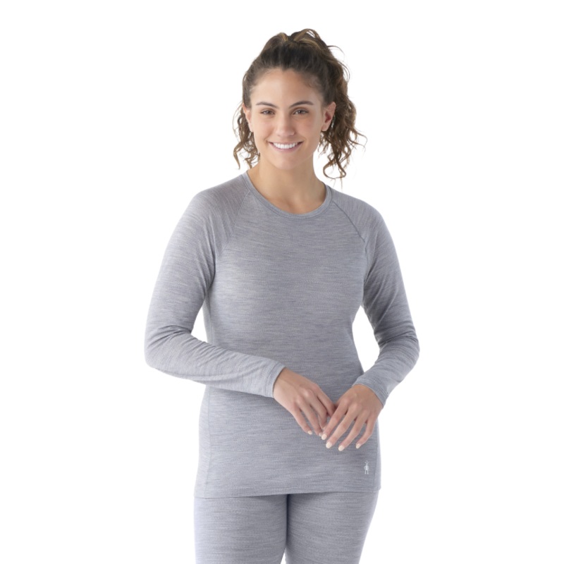 Women’s Classic All-Season Merino Base Layer Long Sleeve Crew – Light Gray Heather