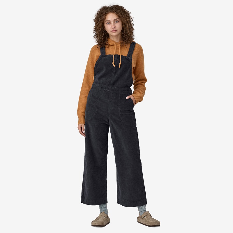 Women’s Stand Up Cropped Corduroy Overalls – Pitch Blue