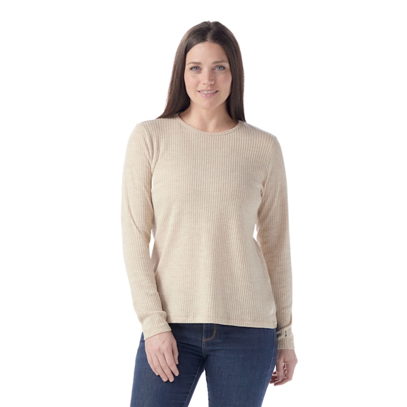 Women’s Thermal Merino Rib Crew – Toasted Coconut Heather