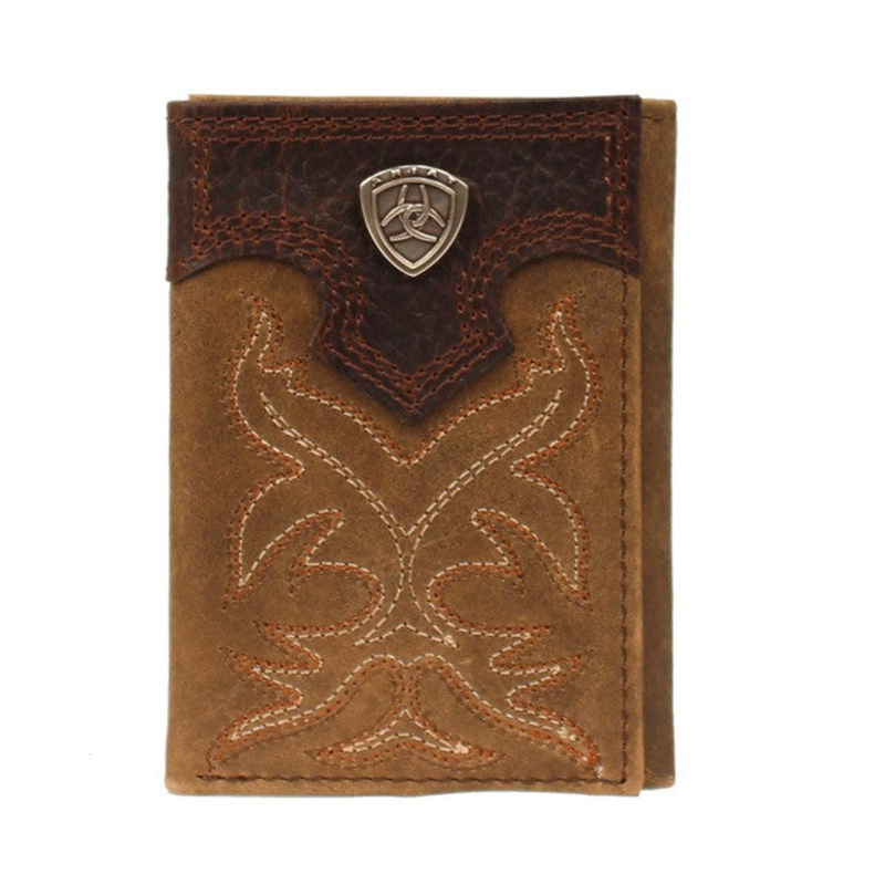 Boot Stitched Tri-Fold Leather Wallet – Medium Brown