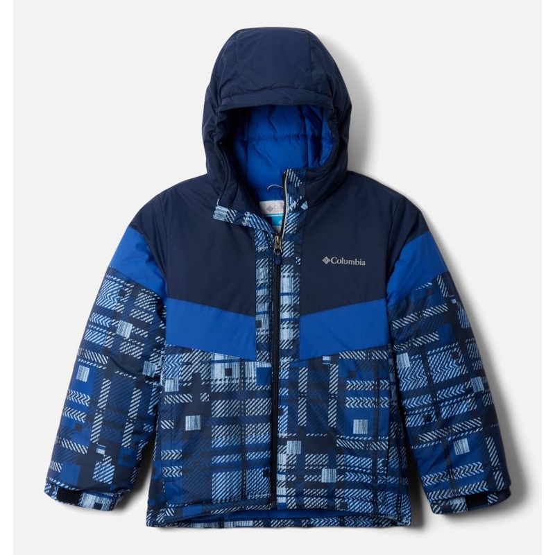 Boys’ Lightning Lift III Printed Jacket – Coll Navy Warp Plaid/Mtn Blue