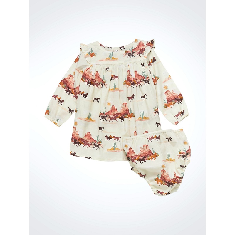 Little Girls’ Desert Print Trapeze Dress – Desert White