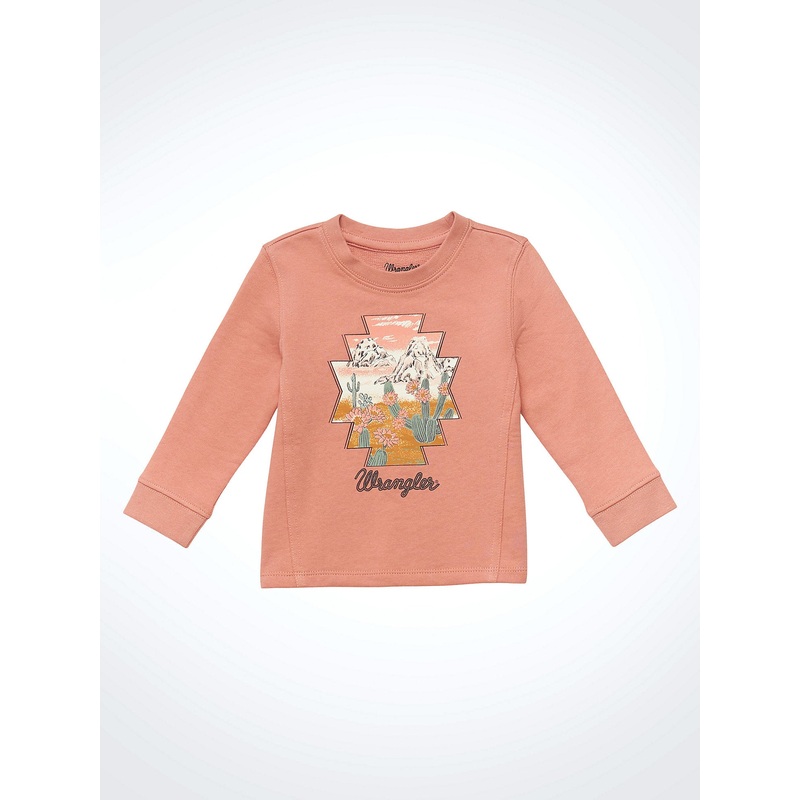 Little Girls’ Desert Scene Crewneck Sweatshirt – Peach