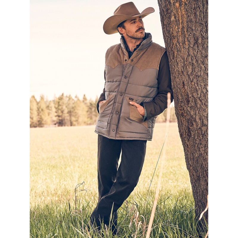Men’s Corduroy Yoke Puffer Vest – Fence Post