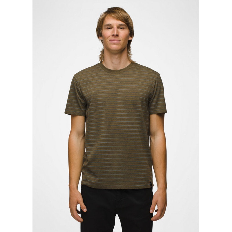 Men’s prAna Crew T-Shirt – Cargo Green Stripe