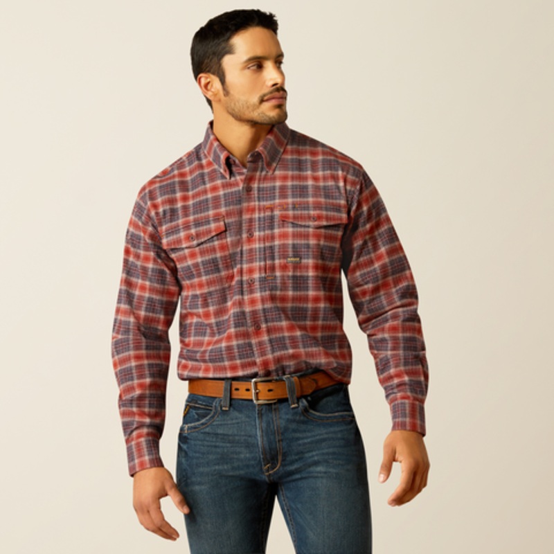 Men’s Rebar Flannel DuraStretch Work Shirt – Burnt Henna