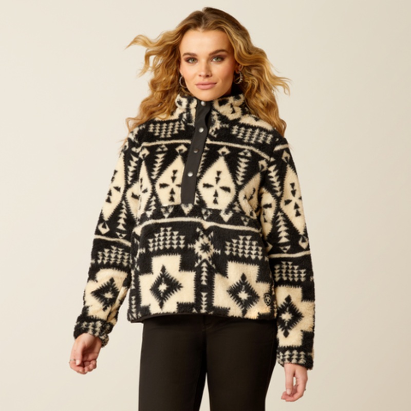 Women’s Berber Snap Front Sweatshirt – Winslow Southwest Print