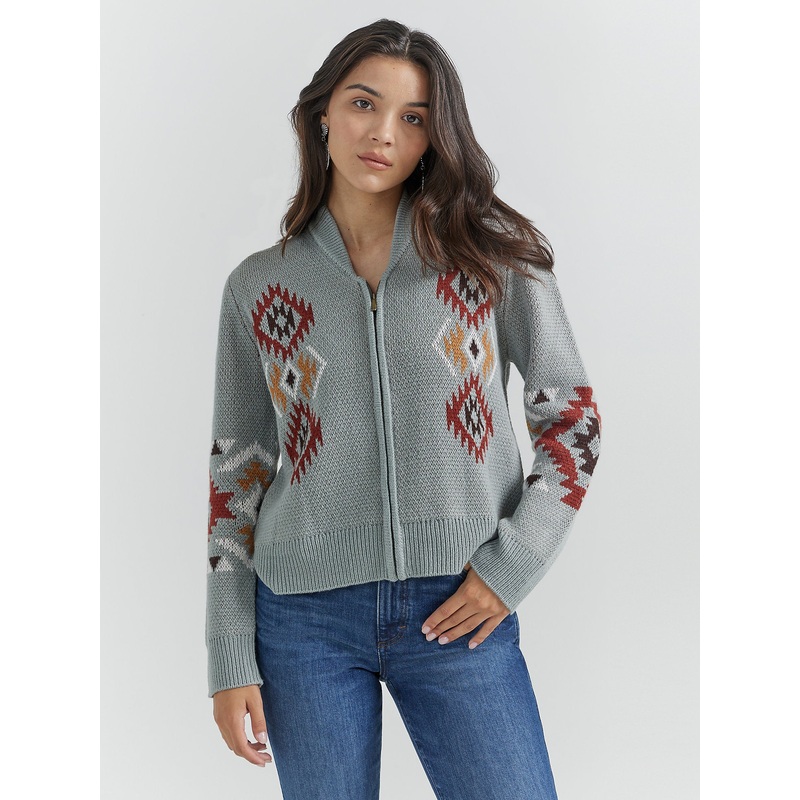 Women’s Southwestern Full Zip Cardigan Sweater – Cactus