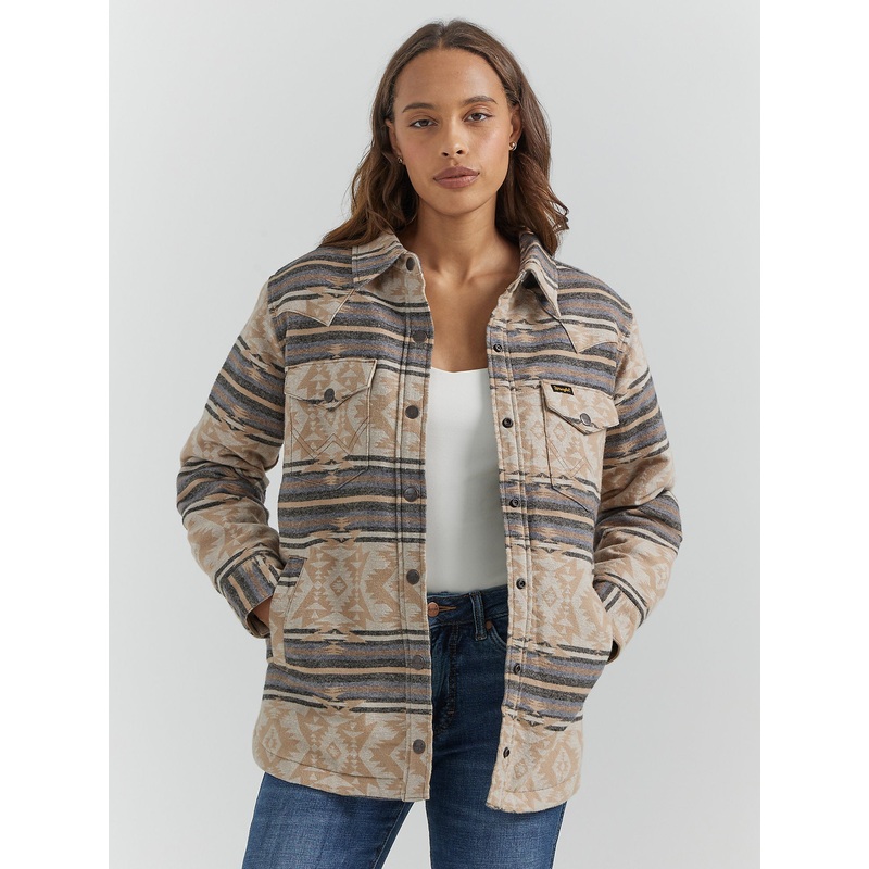 Women’s Southwestern Print Shacket – Doe Stripe