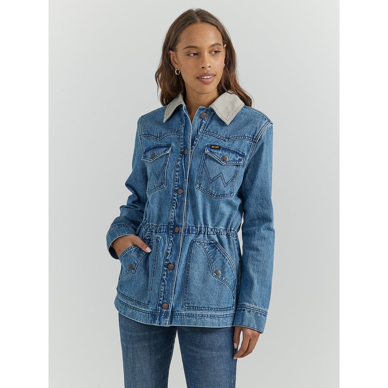 Women’s Unlined Canvas Collar Barn Jacket – Denim