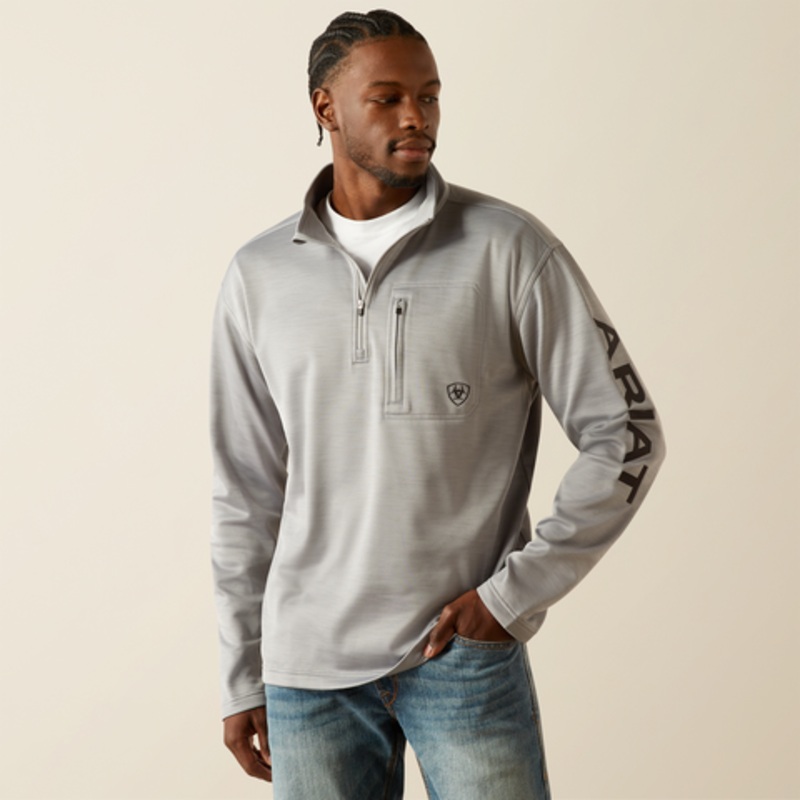 Men’s Tek Team 1/4 Zip Sweatshirt – Alloy Heather & Black