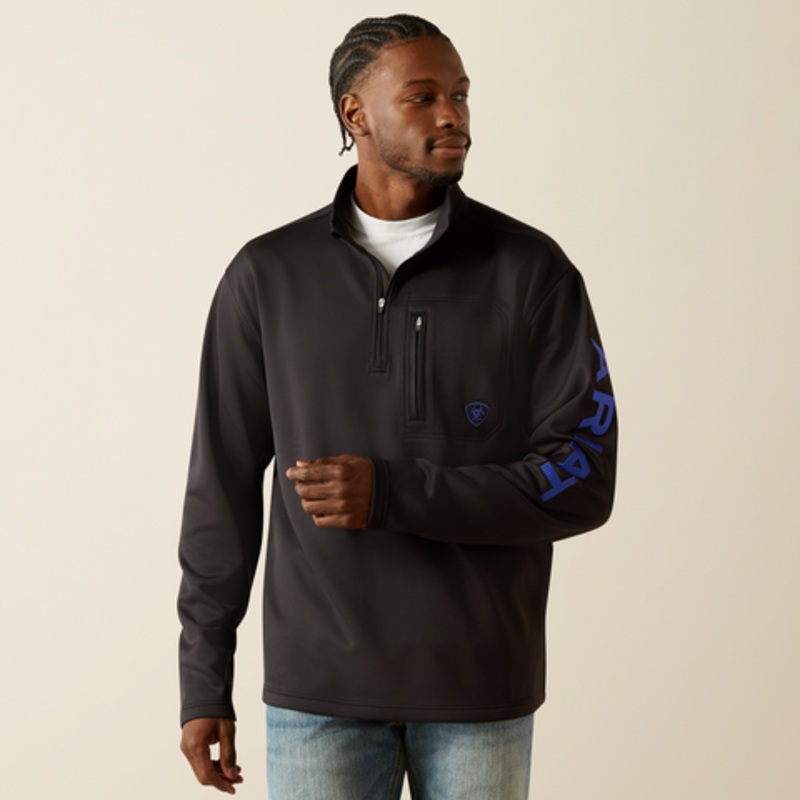 Men’s Tek Team 1/4 Zip Sweatshirt – Black & Cobalt
