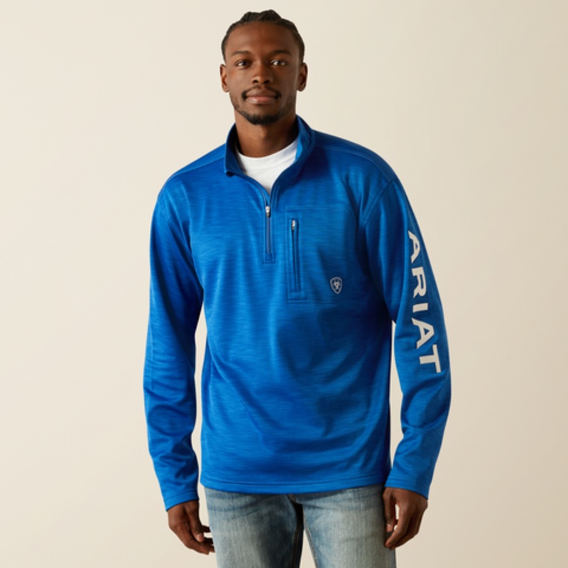 Men’s Tek Team 1/4 Zip Sweatshirt – Cobalt Heather & White