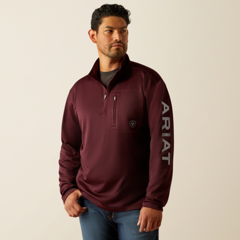 Men’s Tek Team 1/4 Zip Sweatshirt – Malbec Heather & Alloy