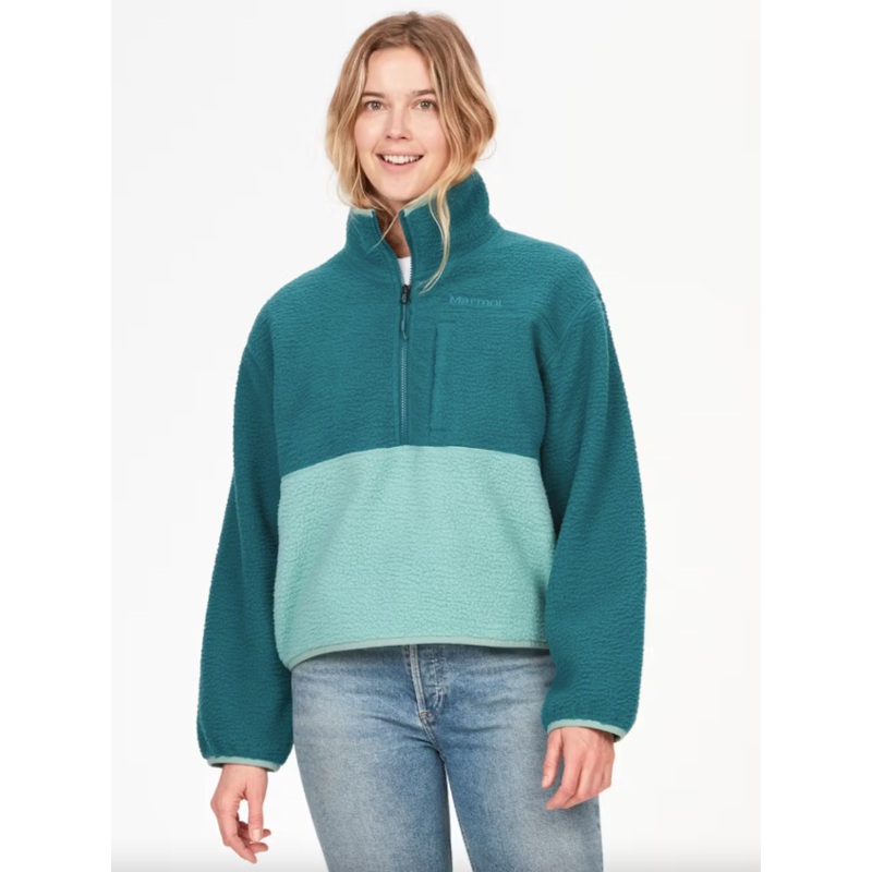 Women’s Aros Fleece Half-Zip Fleece – Dark Jungle/Blue Agave