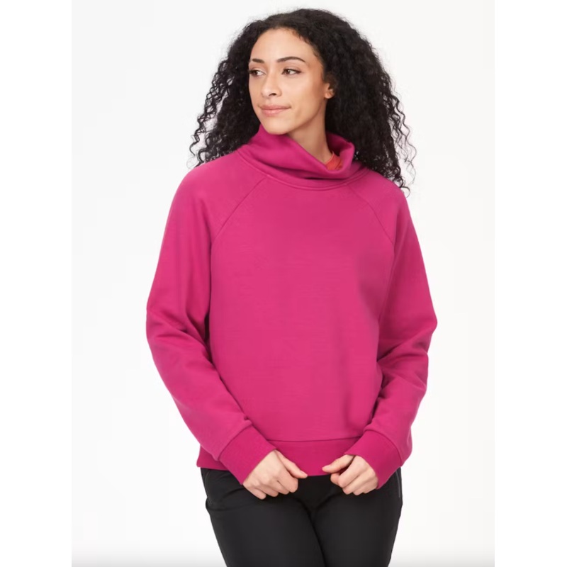 Women’s Rowan Funnel Neck Long-Sleeve Sweatshirt – Bright Fuchsia