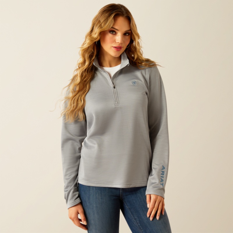 Women’s Tek Team 1/2 Zip Sweatshirt – Alloy Heather & Dusty Teal
