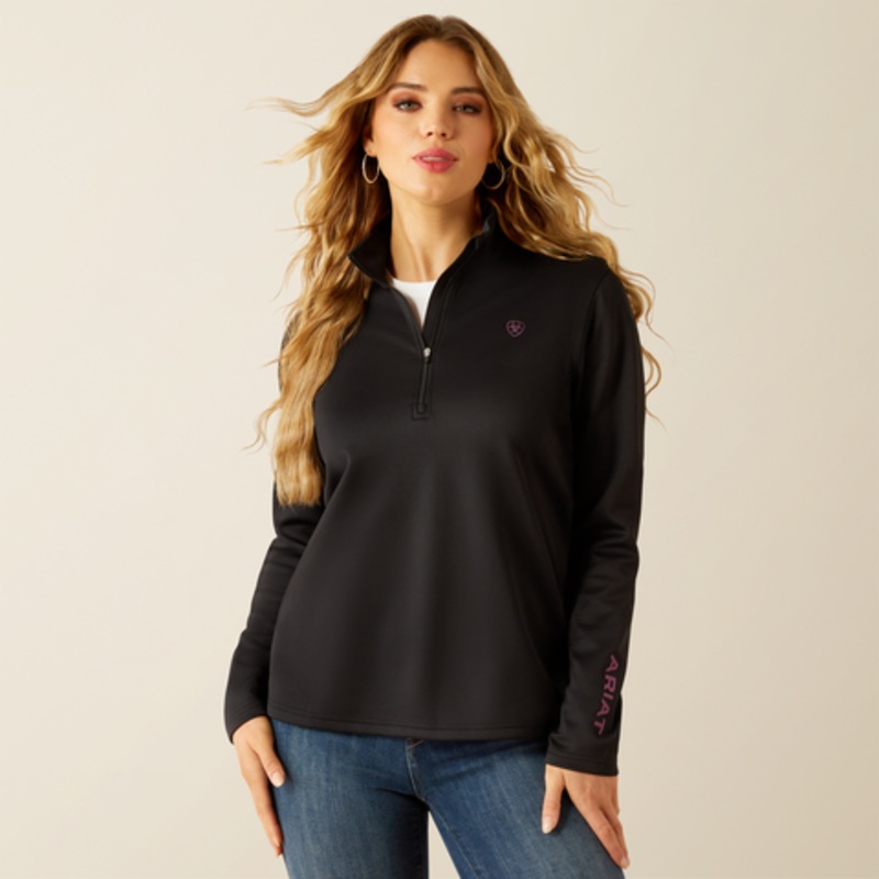 Women’s Tek Team 1/2 Zip Sweatshirt – Black & Grape