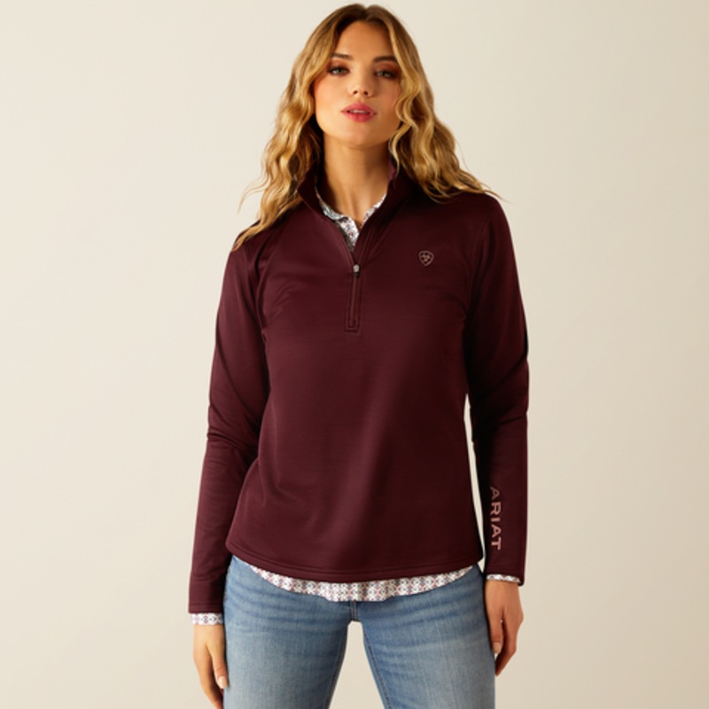 Women’s Tek Team 1/2 Zip Sweatshirt – Malbec Heather & Dark Malbec