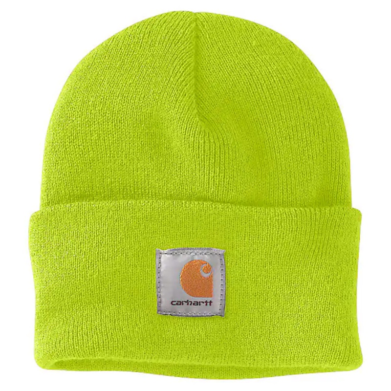 Knit Cuffed Beanie – Bright Lime