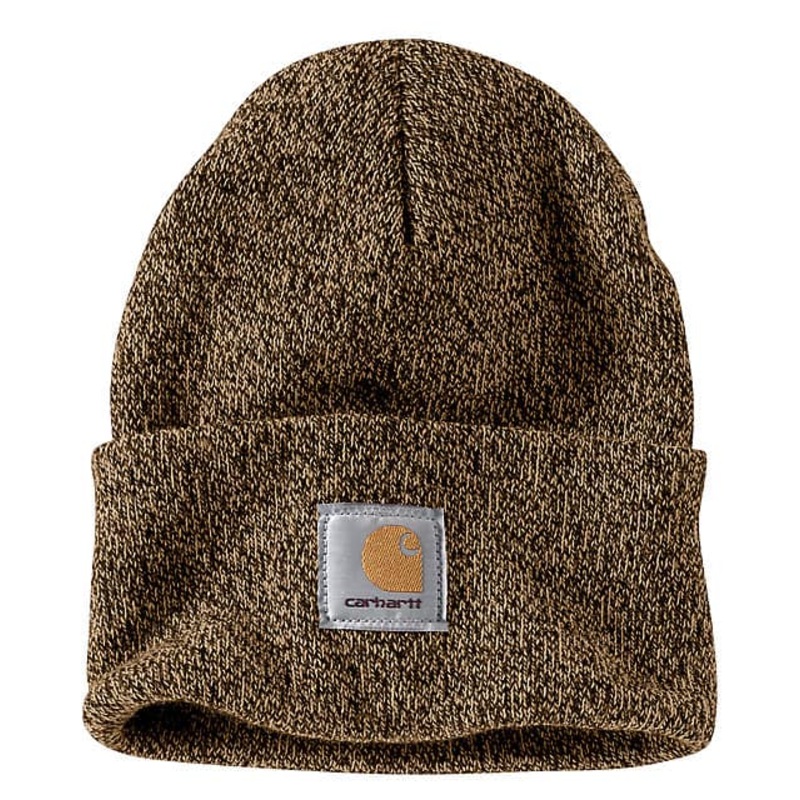 Knit Cuffed Beanie – Dark Brown / Sandstone