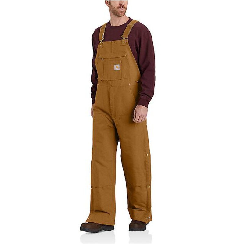 Loose Fit Firm Duck Insulated Bib Overall – 2 Warmer Rating – Brown