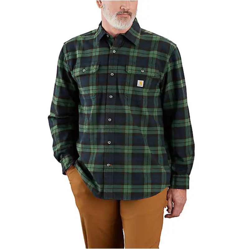 Loose Fit Heavyweight Flannel Long-Sleeve Plaid Shirt – Frosted Balsam