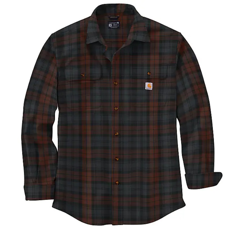 Loose Fit Heavyweight Flannel Long-Sleeve Plaid Shirt – Mocha
