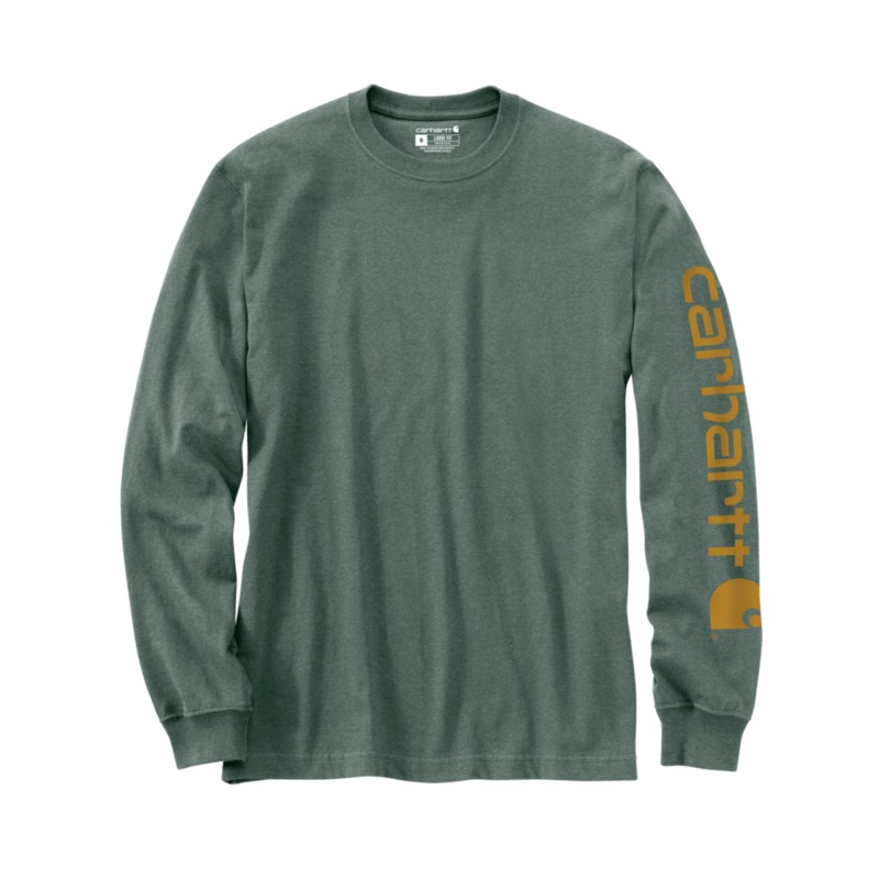 Loose Fit Heavyweight Long-Sleeve Logo Sleeve Graphic T-Shirt – Frosted Balsam Heather