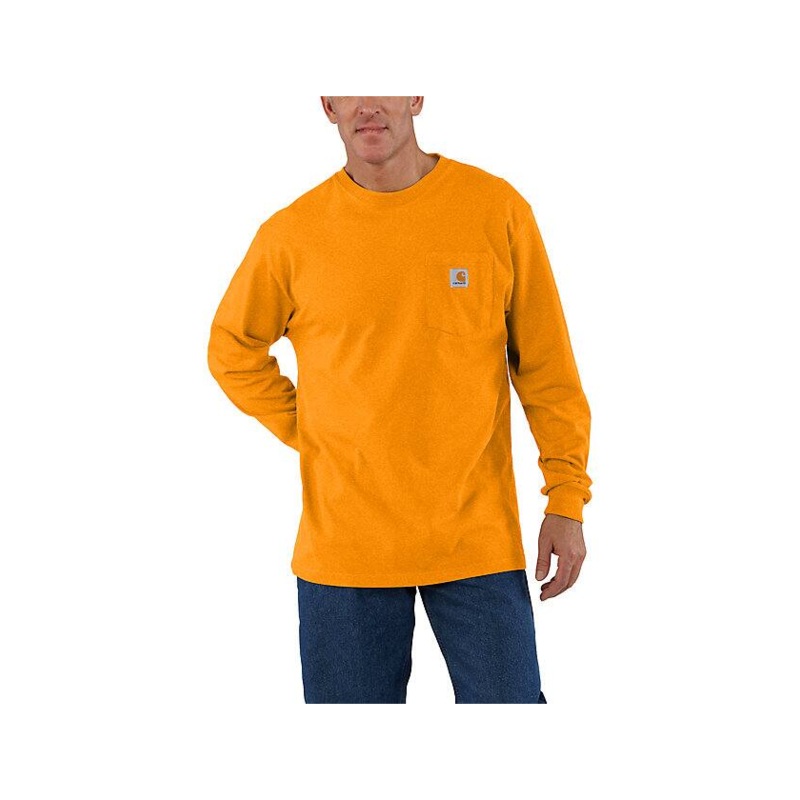 Loose Fit Heavyweight Long-Sleeve Pocket T-Shirt – Rust Heather