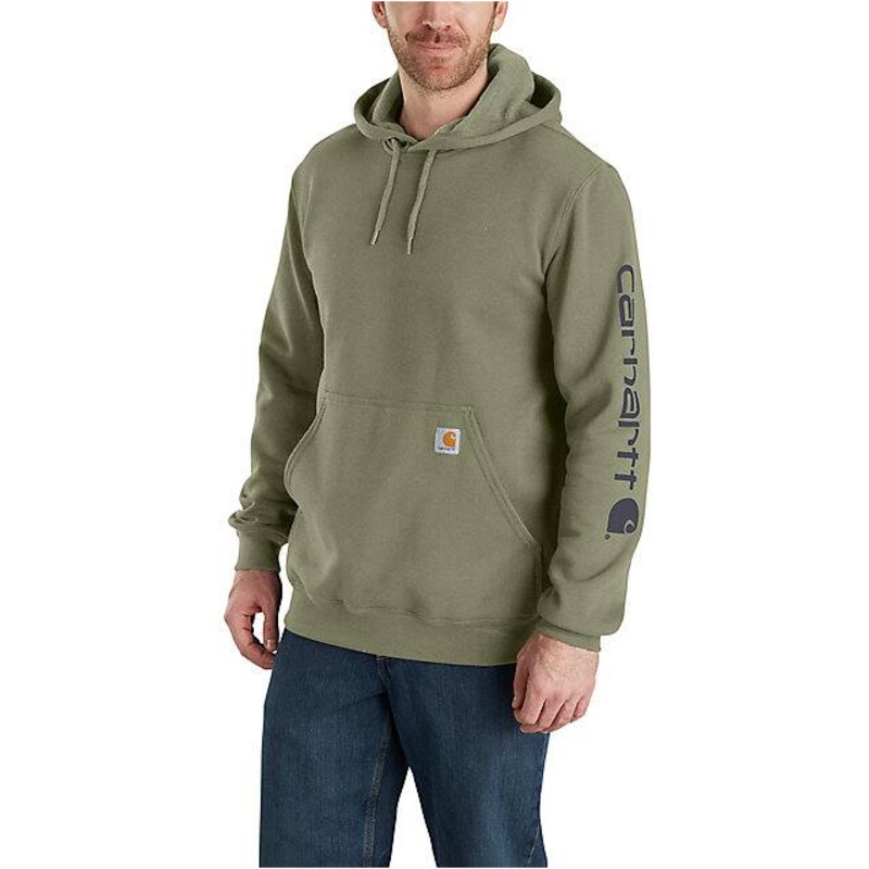 Loose Fit Midweight Logo Sleeve Graphic Hoodie – Dusty Olive