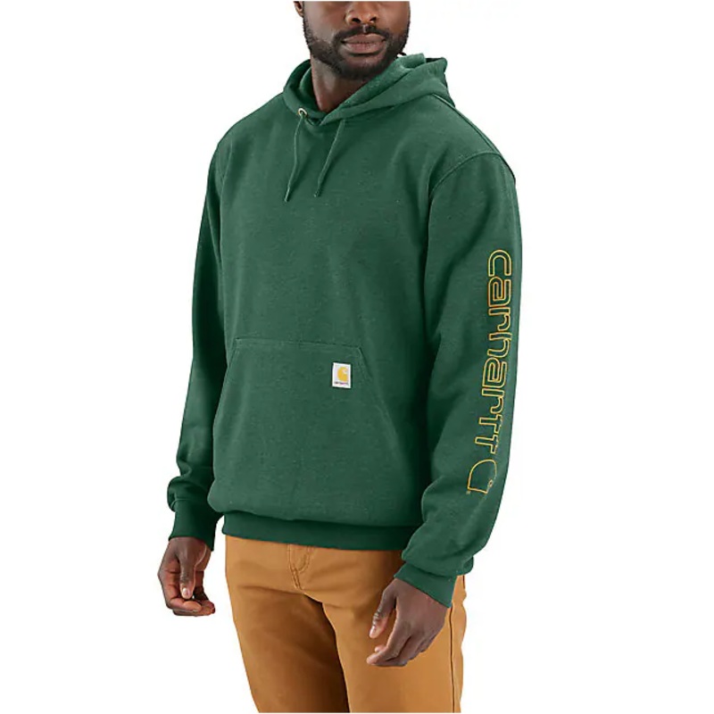 Loose Fit Midweight Logo Sleeve Graphic Hoodie – Frosted Balsam Heather