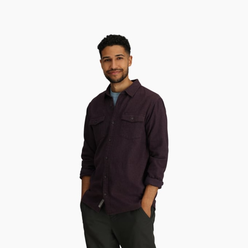 Men’s Bristol Organic Cotton Twill Long-Sleeve – Black Currant