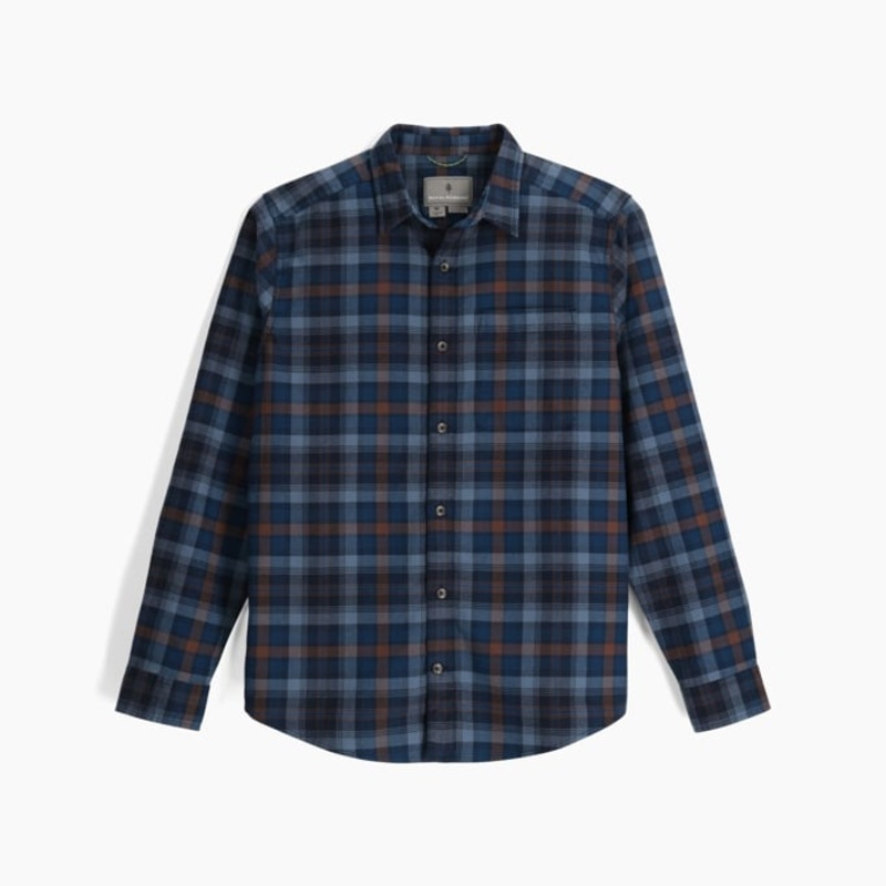 Men’s Lieback Organic Cotton Flannel Long-Sleeve – Naval Tahoe Plaid