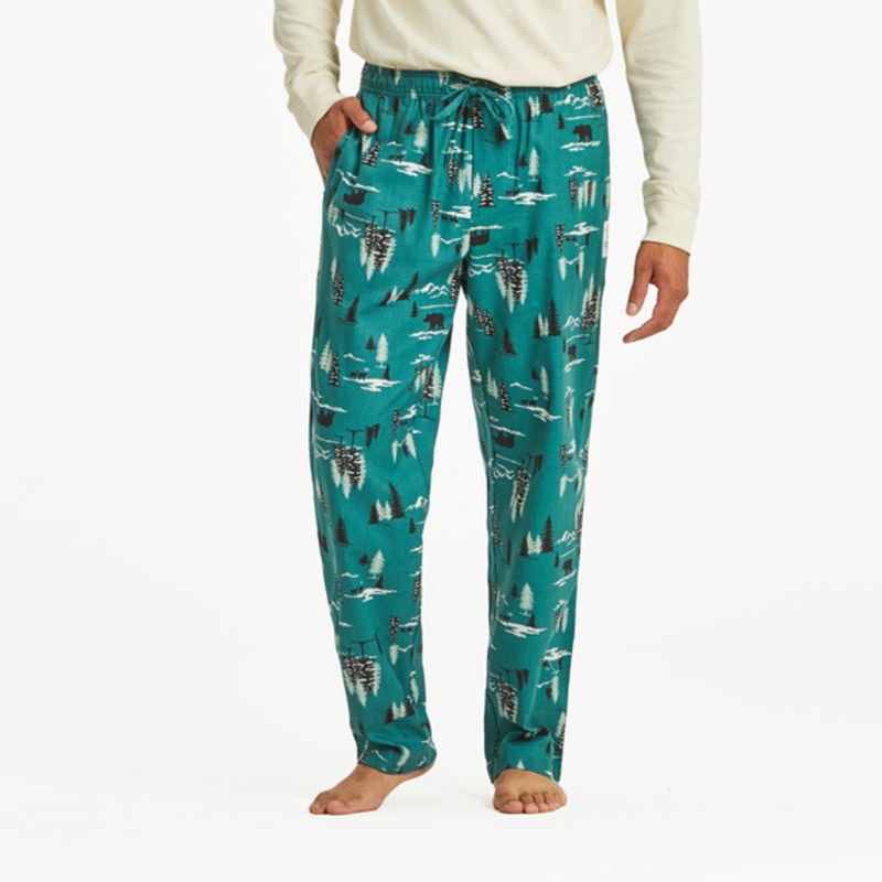 Men’s Winter Woodland Pattern Classic Sleep Pant – Spruce Green