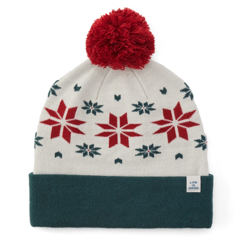 Nordic Snowflake Pattern So Chill Beanie – Putty White