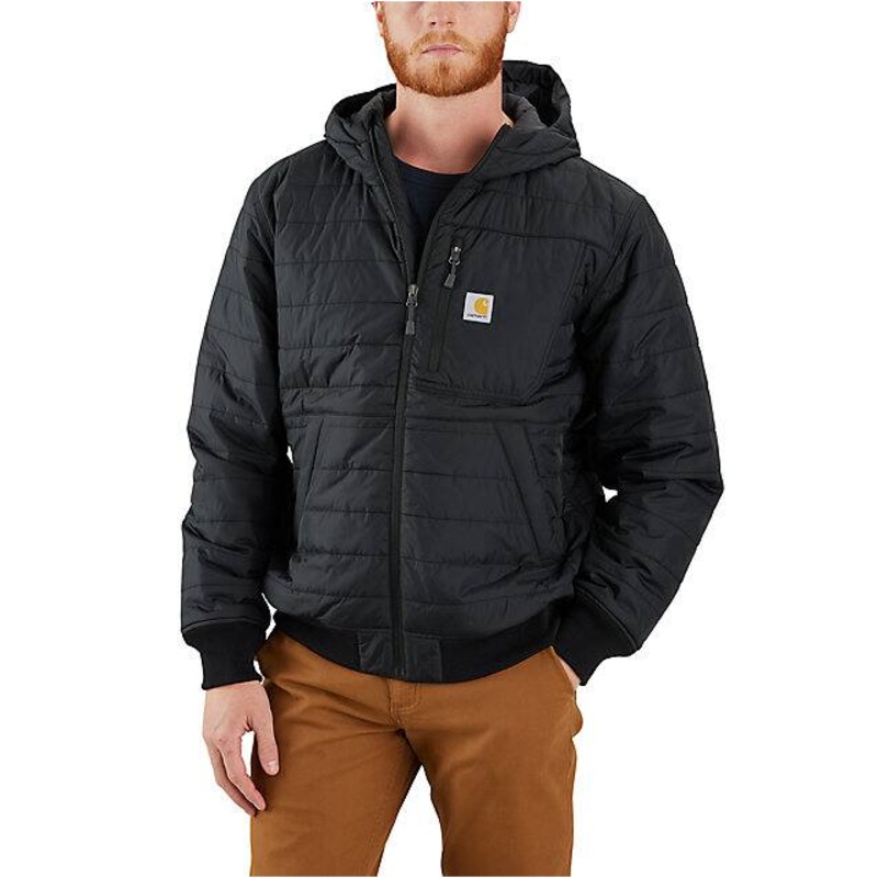 Rain Defender Relaxed Fit Lightweight Insulated Hooded Jacket – 3 Warmest Rating – Black