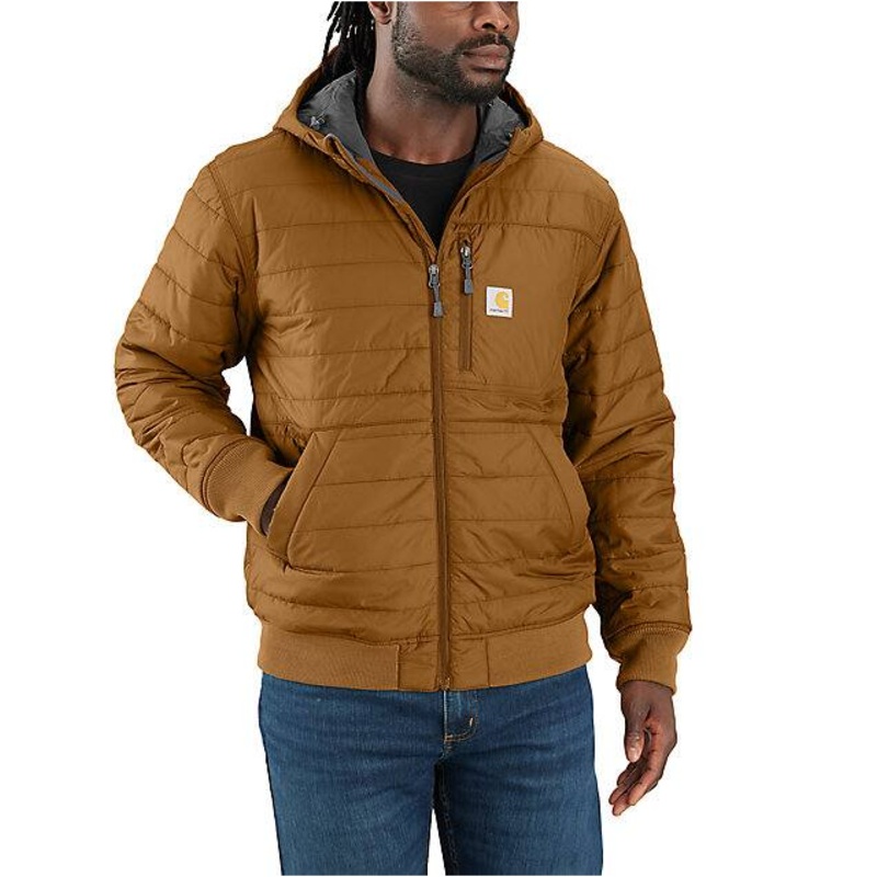 Rain Defender Relaxed Fit Lightweight Insulated Hooded Jacket – 3 Warmest Rating – Carhartt Brown